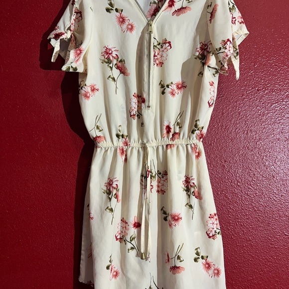 Stella Tweed Dresses & Skirts - Stella Tweed Sheer Ivory And Floral Dress/Top, Size S